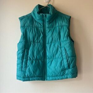 Xersion Kids Puffer Vest Teal Blue XS 6/6X Lightweight Warm Zip Up Winter Layer